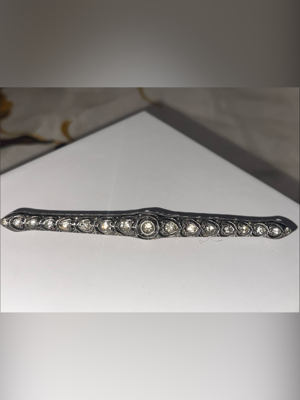 Gorgeous Antique Sterling Silver Brooch Bar Pin Fishon
